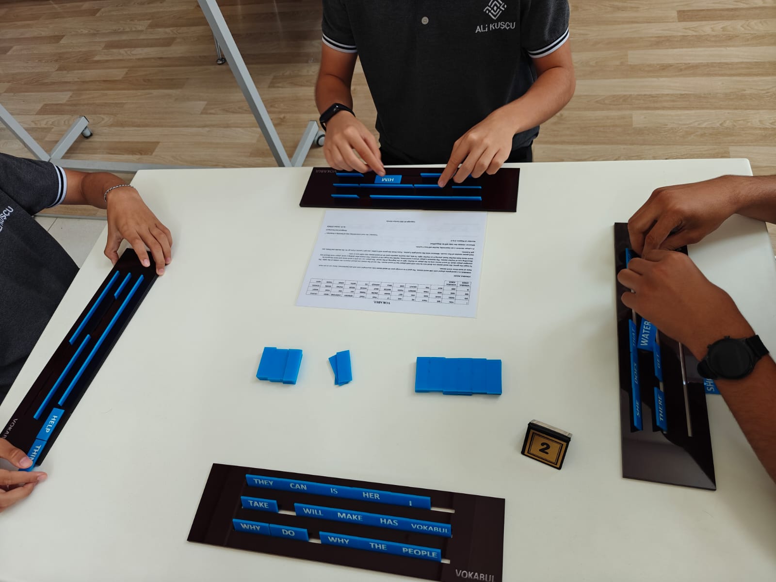People playing VOKABUL around a table
